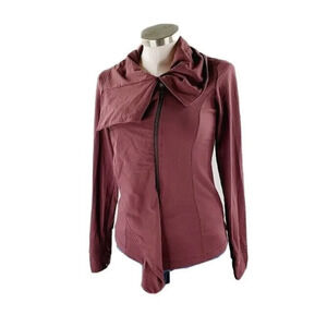 Lucy Burgundy Long Sleeve Collared Full Zip Slim Jacket  SizeL